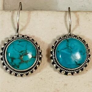 VTG 925 sterling silver Southwest laguna turquoise earrings